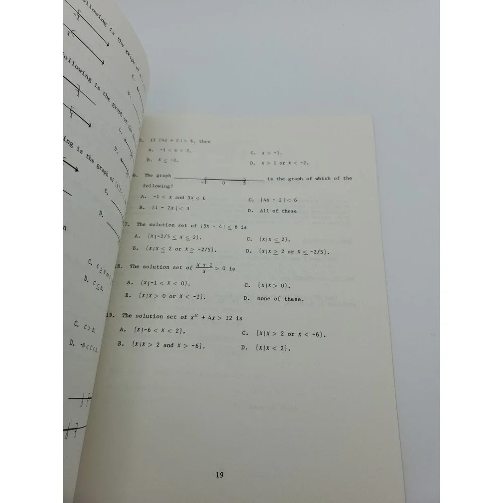 1973 US Armed Forces Inst College Algebra Study Guide Paper Madison‎ WI Dobyns